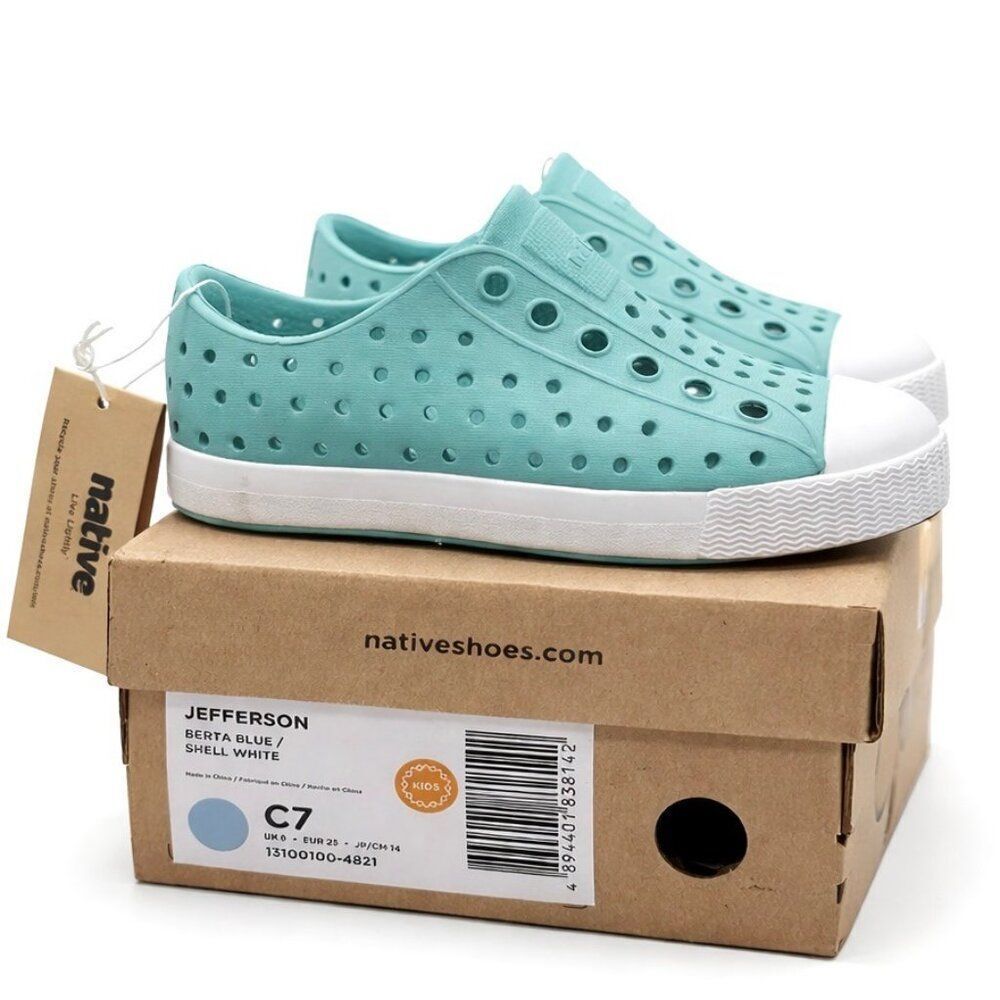 Native Jefferson Toddler Kids Slip-On Water Shoe 15100100-4821 Berta Blue C7 EVA